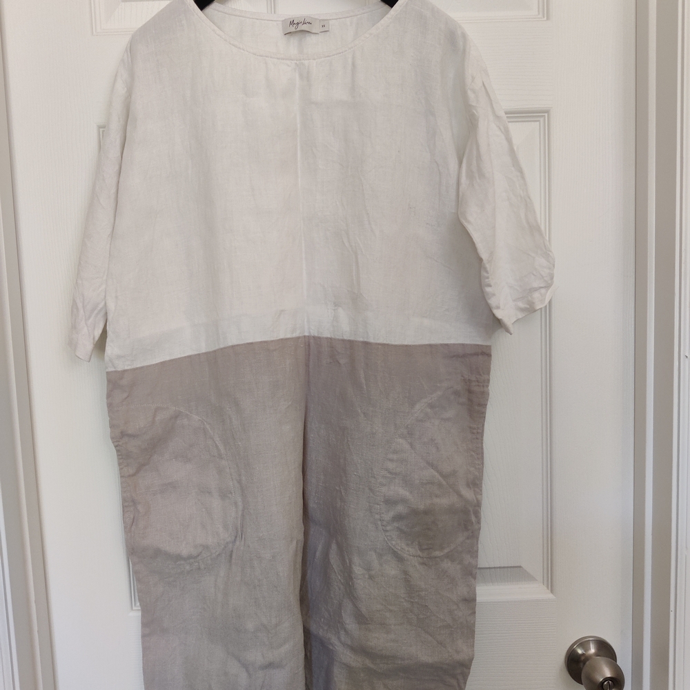 Elegant Linen Jumpsuit in Cream and Tan